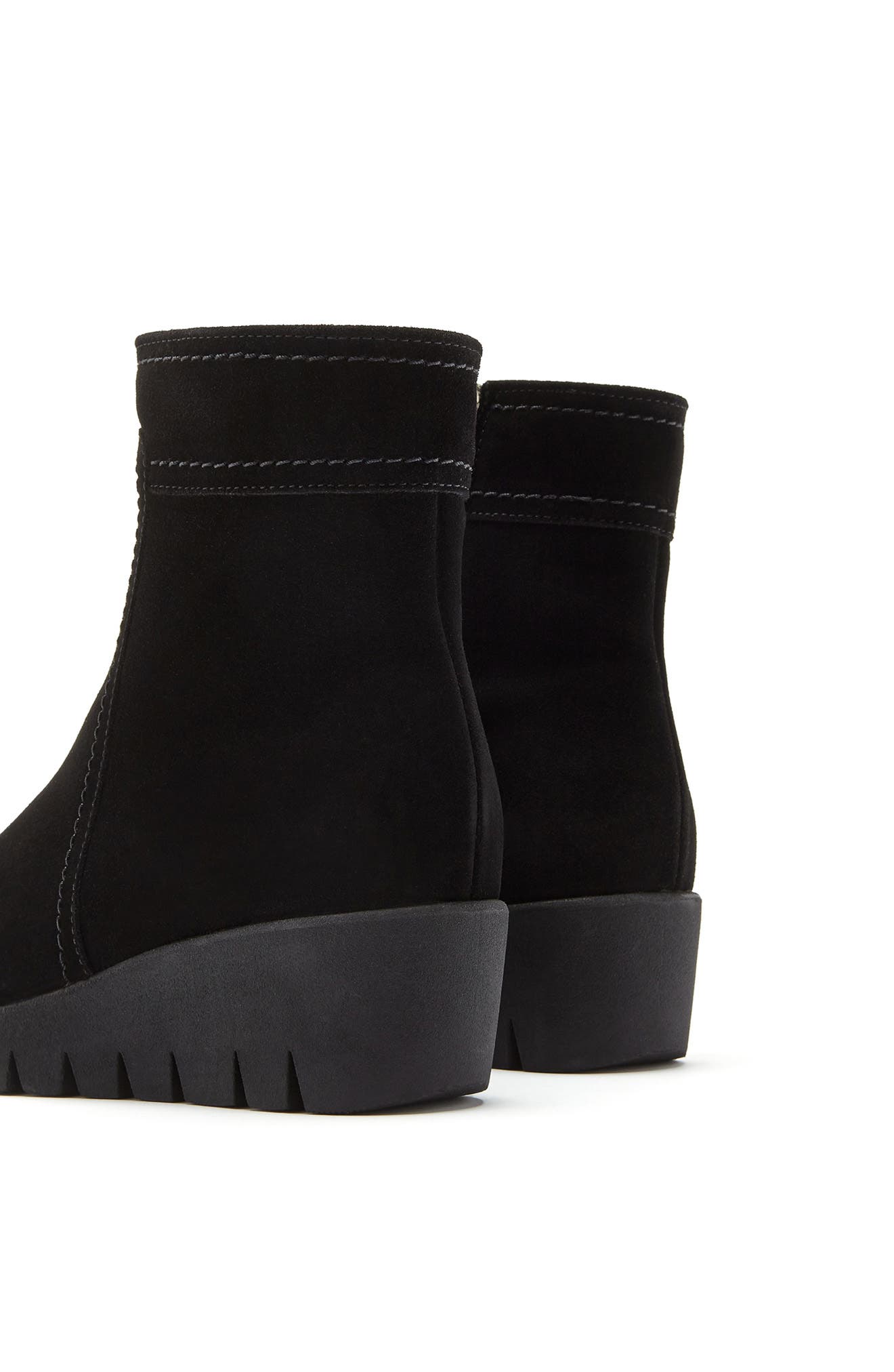 Tag Leather Wedge Bootie, Alternate, color, BLACK SUEDE