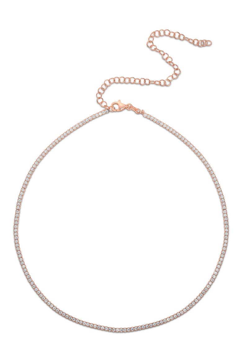 Round-Cut CZ Tennis Choker Necklace, Main, color, ROSE GOLD