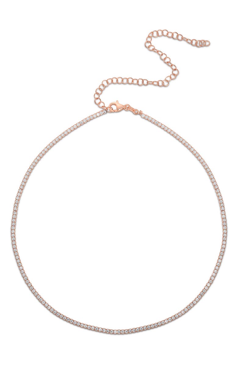 GLAZE JEWELRY Round-Cut CZ Tennis Choker Necklace, Main, color, Rose Gold