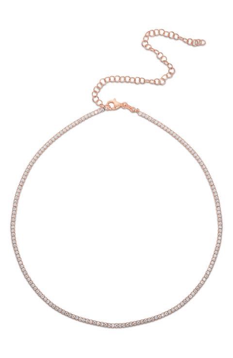 Round-Cut CZ Tennis Choker Necklace