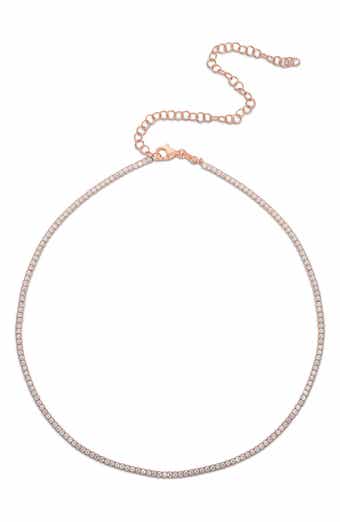 Glaze Jewelry Round-Cut CZ Tennis Choker Necklace