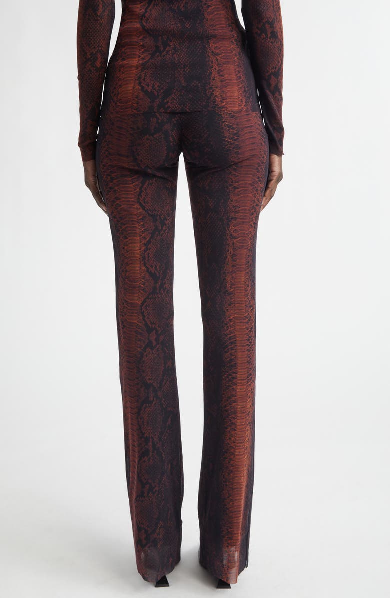 Jean Paul Gaultier Snakeskin Print Mesh Flare Pants, Alternate, color, Brown/ Black