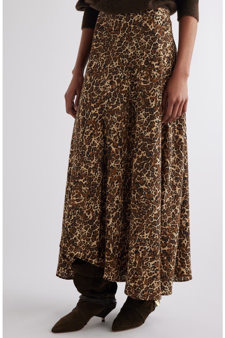 Sakura Leopard Print Stretch Silk Maxi Skirt, Alternate, color, LEOPARD