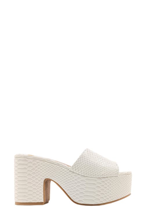 Shushop Giza Snake Embossed Platform Slide Sandal In Bone Snake