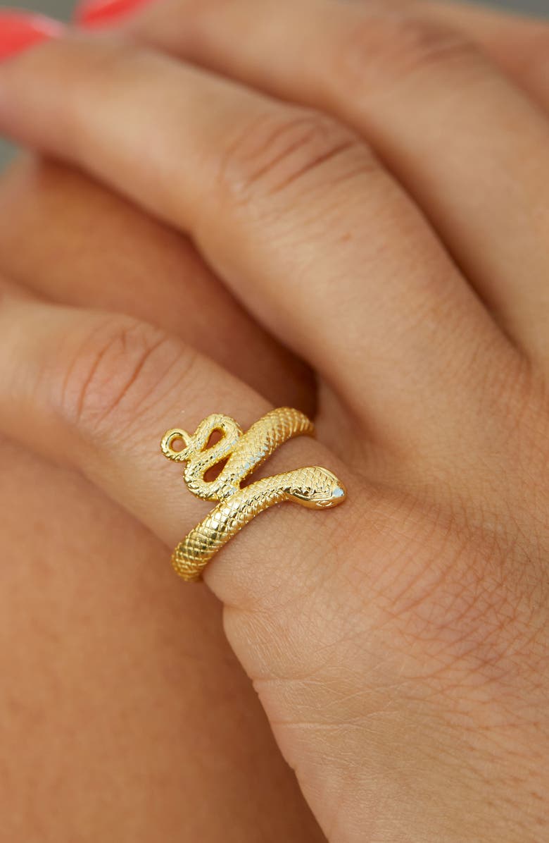 SAVVY CIE JEWELS 18K Yellow Gold Vermeil Snake Ring, Alternate, color, 