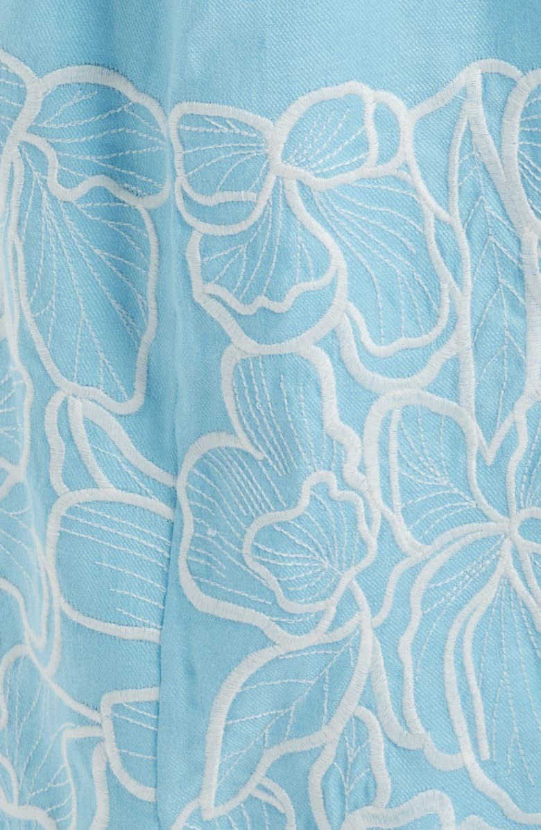 Elie Tahari The Jade Linen Blend Eyelet Midi Dress, Alternate, color, 