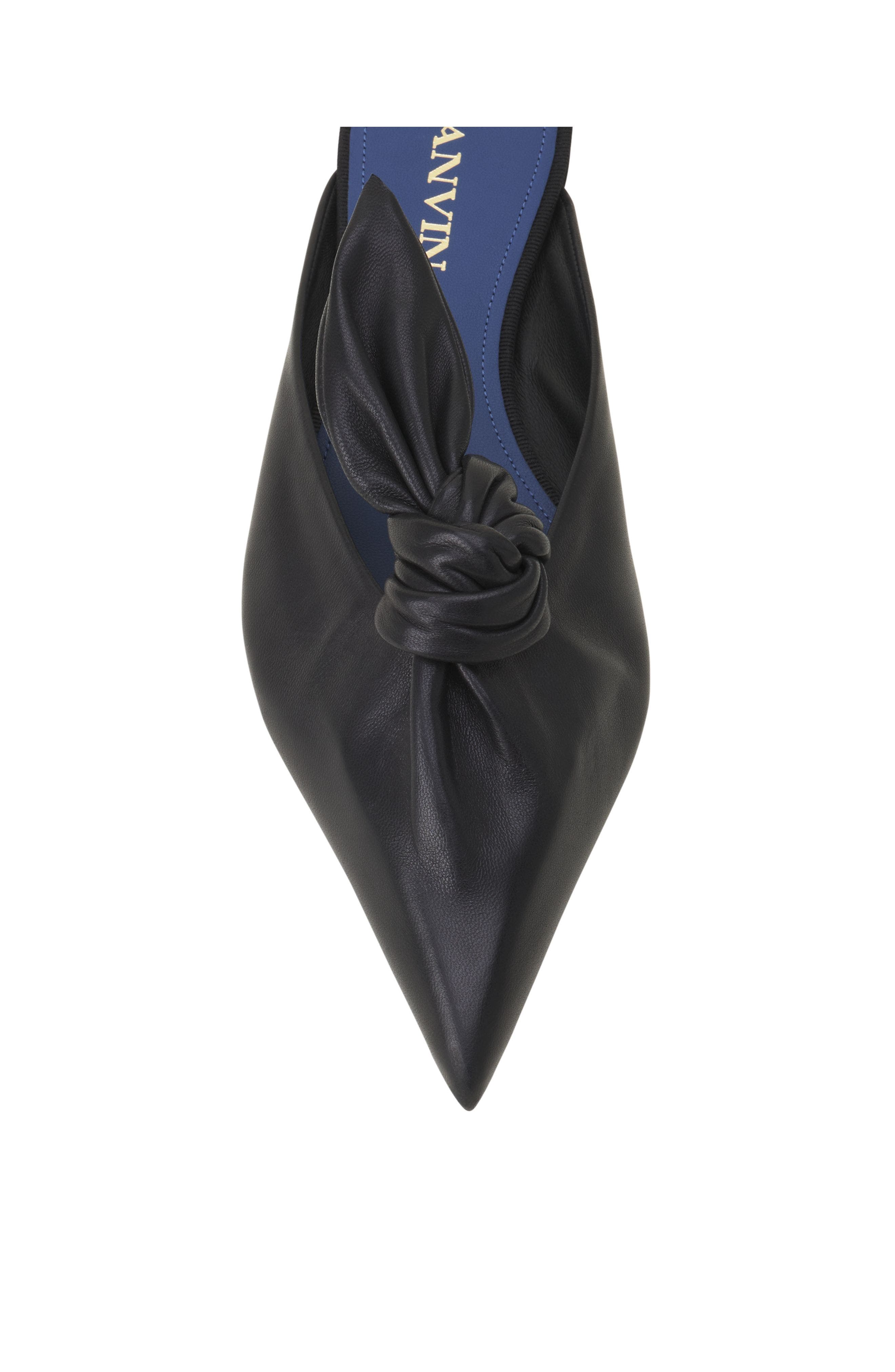 Lanvin Midnight Step Leather Bow Mule, Alternate, color, Black
