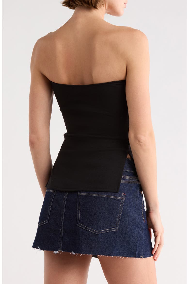 Split Hem Tube Top, Alternate, color, BLACK