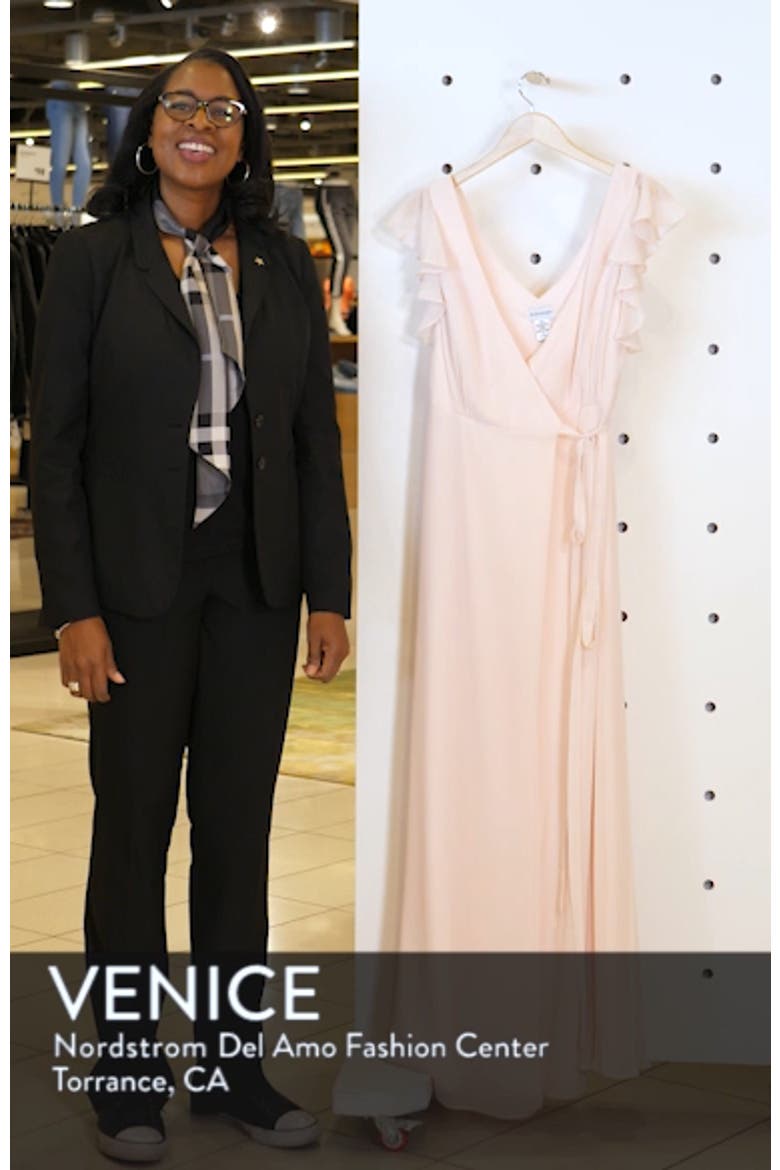 Ruffle Sleeve Chiffon Wrap Gown video