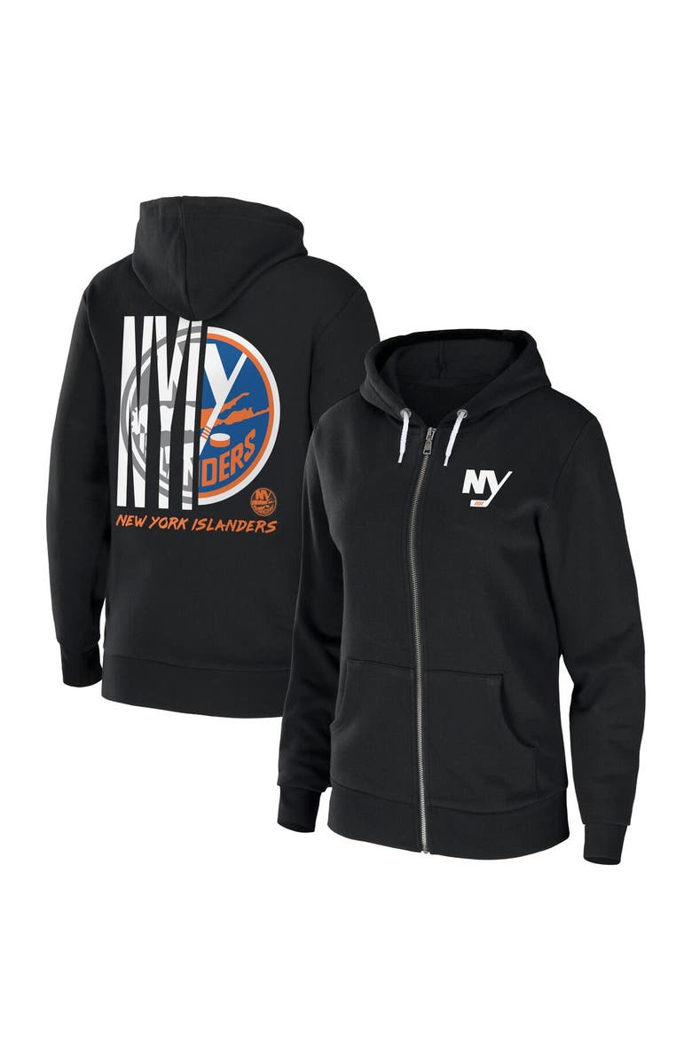 WEAR by Erin Andrews Women's WEAR by Erin Andrews Black New York Islanders Sponge Fleece Full-Zip Hoodie, Main, color, 