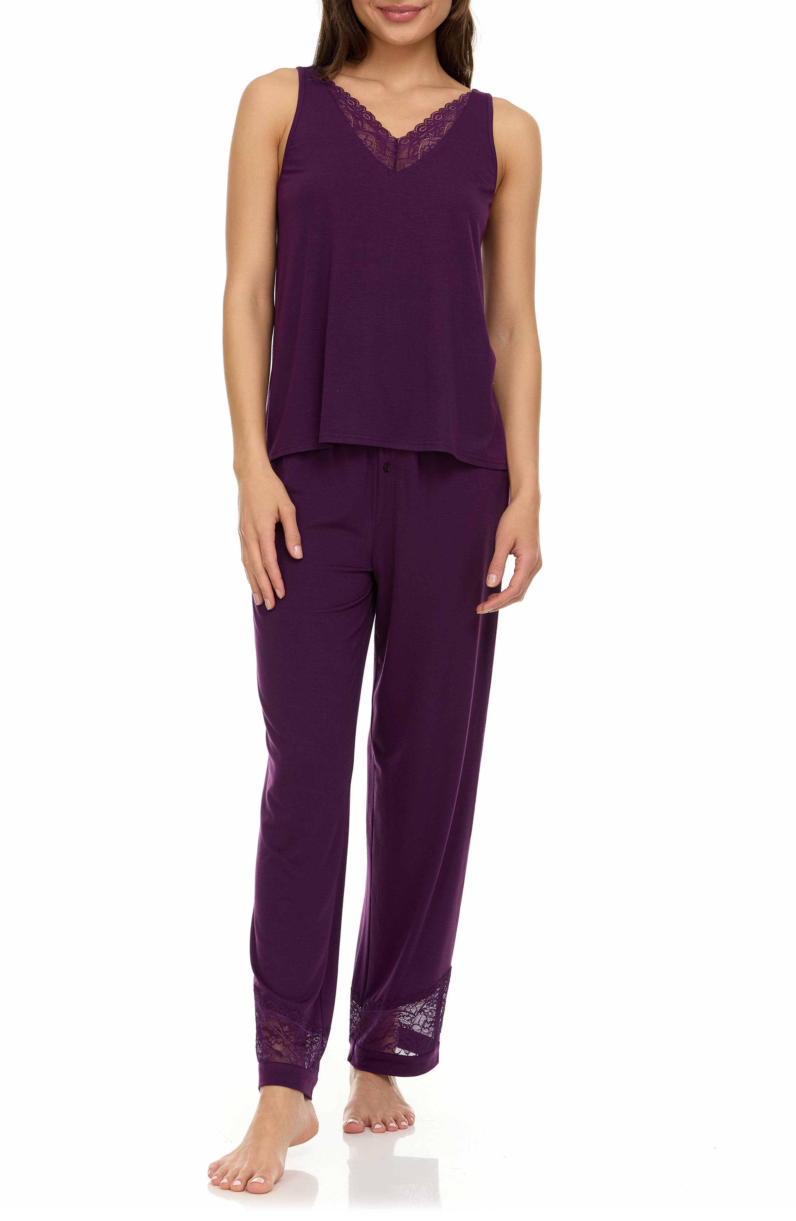 Flora By Flora Nikrooz Franny Lace Trim Tank & Pants Pajamas