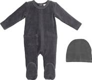 Manière Rib Velour Footie & Hat Set