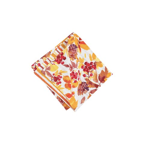 Cordelia Vibrant Fall Leaves 100% Cotton Set of 6 Cloth Napkins