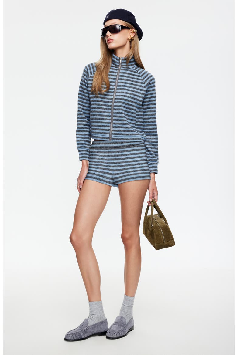 Bloom Stripe Knit Shorts, Alternate, color, GREY BLUE STRIPE