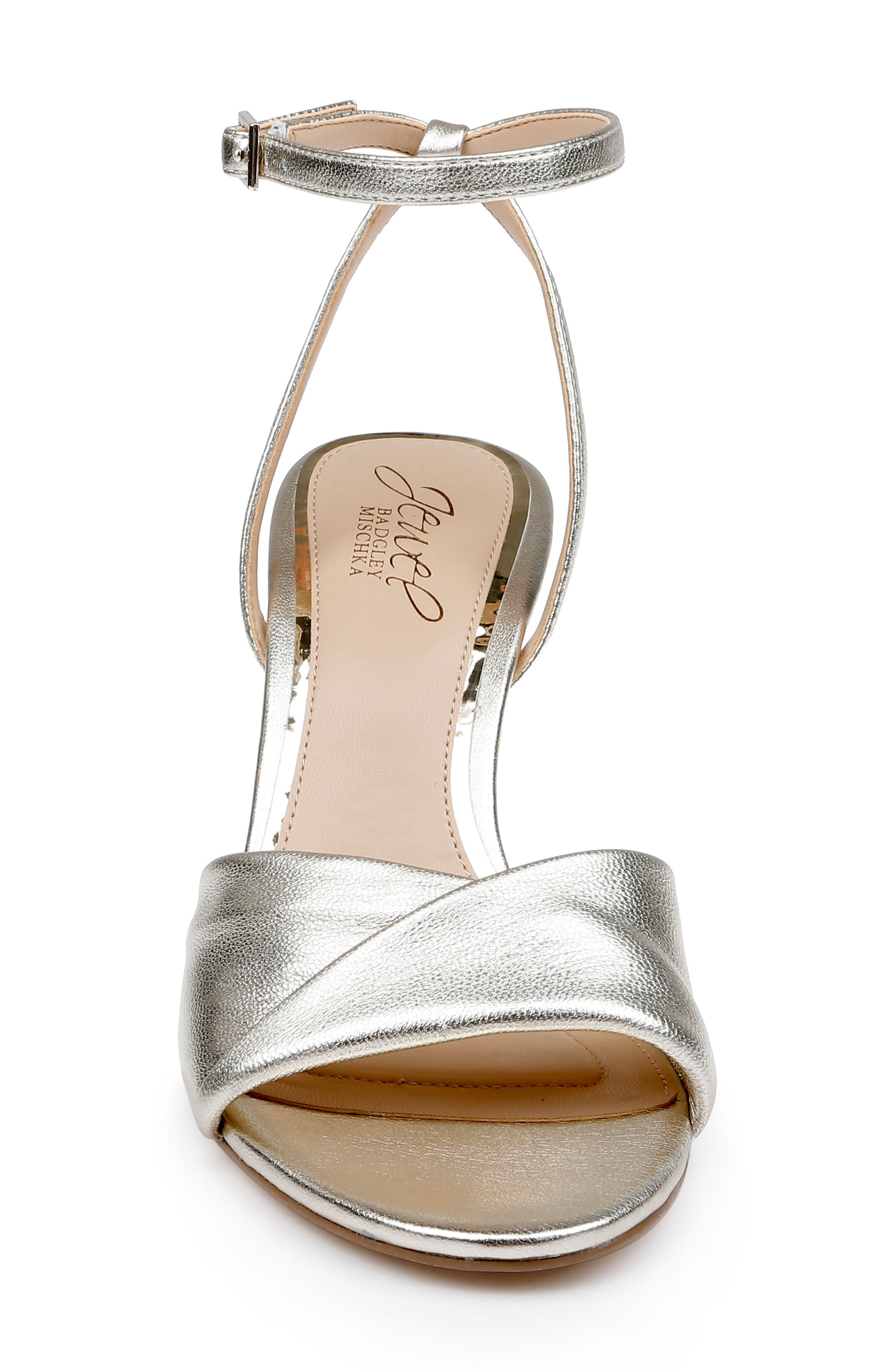 Jewel Badgley Mischka Kaia Ankle Strap Sandal, Alternate, color, Gold Leath