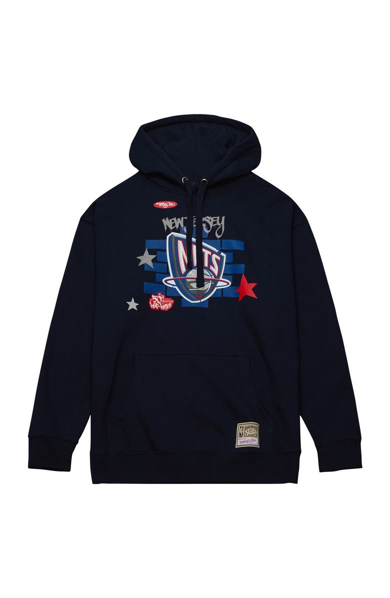 Mitchell & Ness Men's Mitchell & Ness x Tats Cru Navy New Jersey Nets Hardwood Classics Brick Pullover Hoodie, Alternate, color, Navy