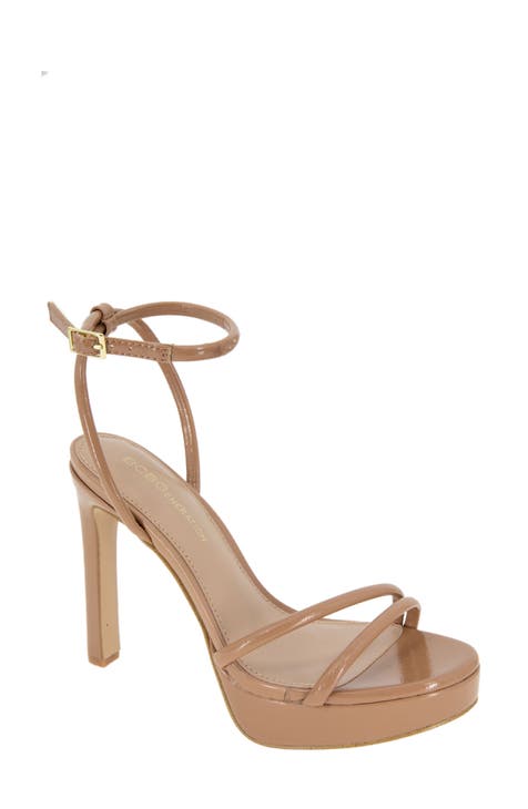 Nude strappy platform heels hotsell