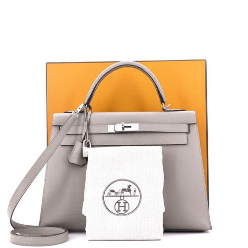 Pre-owned Hermes Hermes Kelly Handbag Grey Epsom With Palladium Hardware 32 In Gray