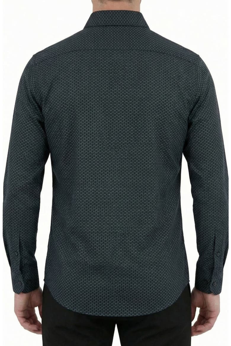 Regular Fit Geometric Print 4-Way-Stretch Button-Up Shirt, Alternate, color, BLACK