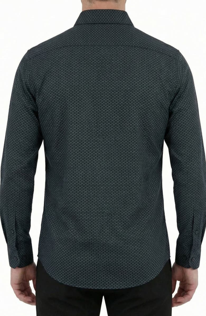 Report Collection Regular Fit Geometric Print 4-Way-Stretch Button-Up Shirt, Alternate, color, Black