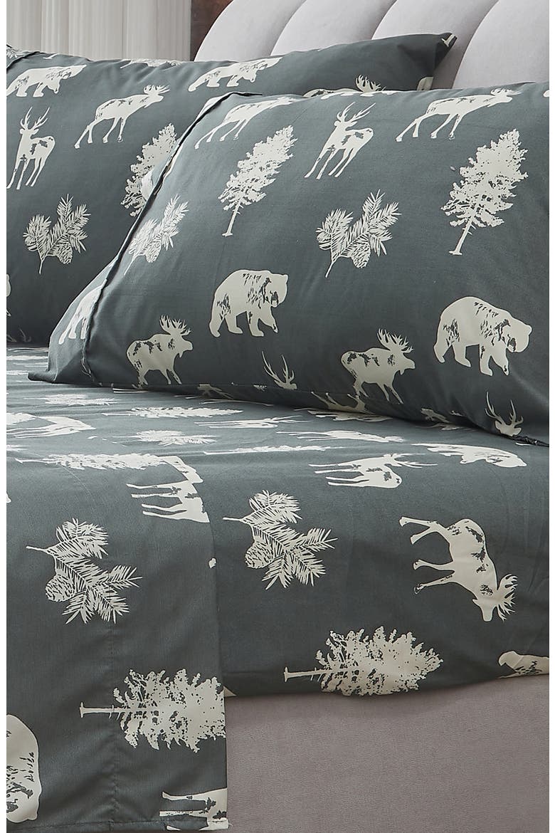 Lodge Print Microfiber Sheet Set, Alternate, color, DARK GREY