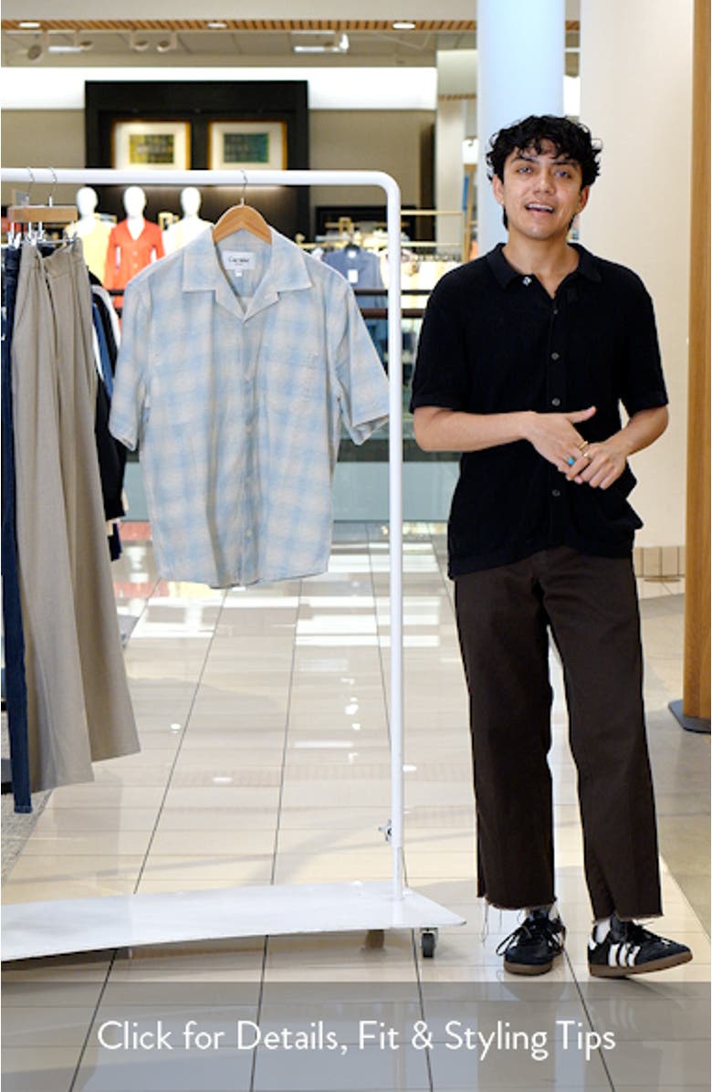 Plaid Short Sleeve Cotton & Linen Camp Shirt, sales video thumbnail