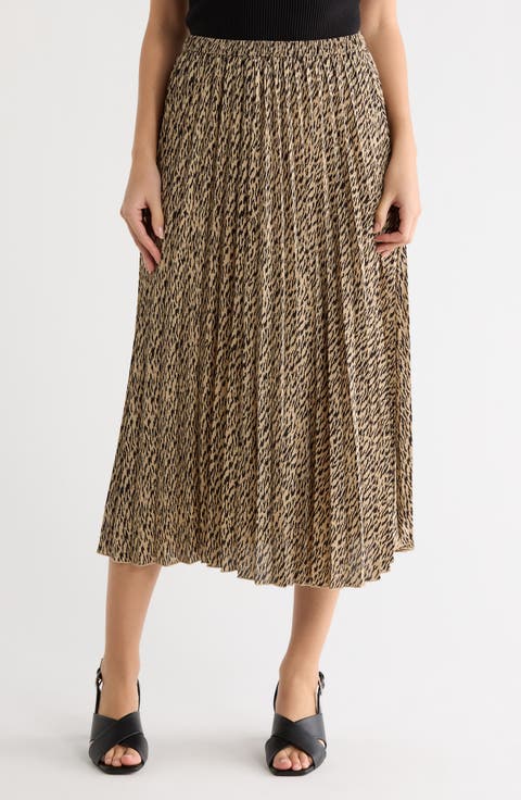 Chiffon Pleated Midi Skirt