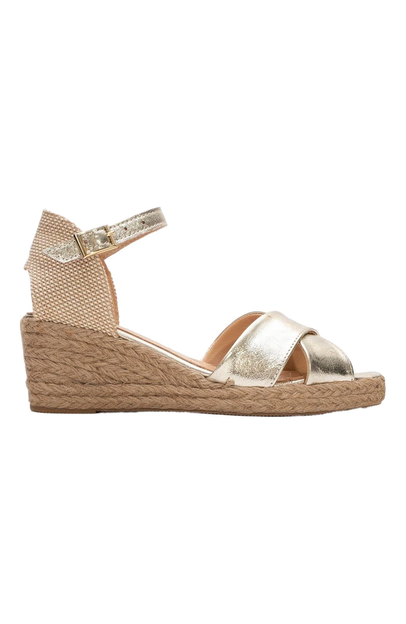 Forever 
Always Shoes Miria Leather Platform Espadrille, Alternate, color, Gold Leather