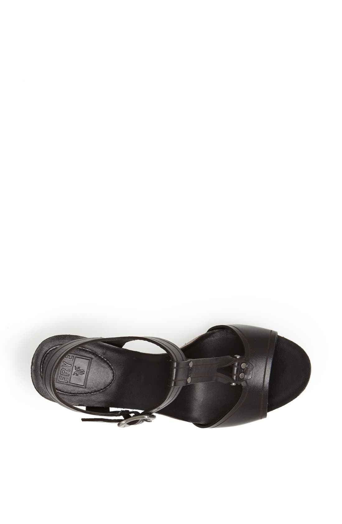 'Silvie' Y-Strap Leather Sandal, Alternate, color, BLACK