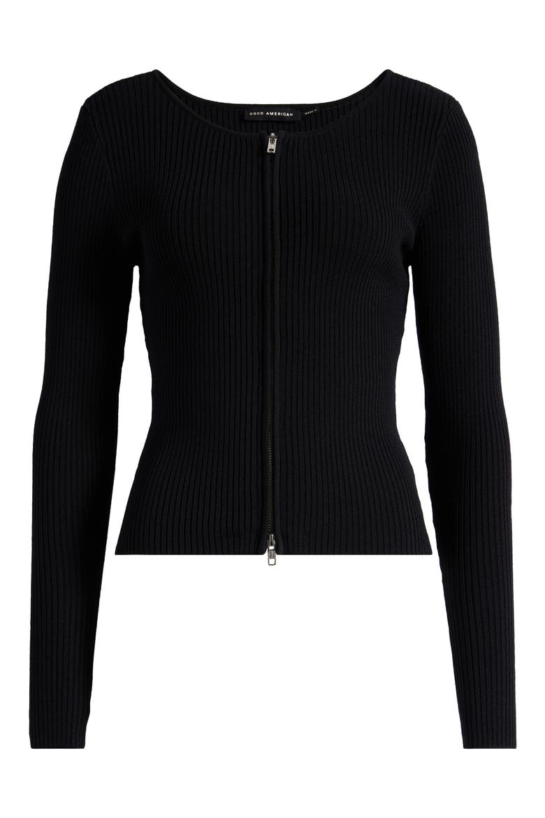 Virgo Rib Zip Cardigan, Alternate, color, BLACK001