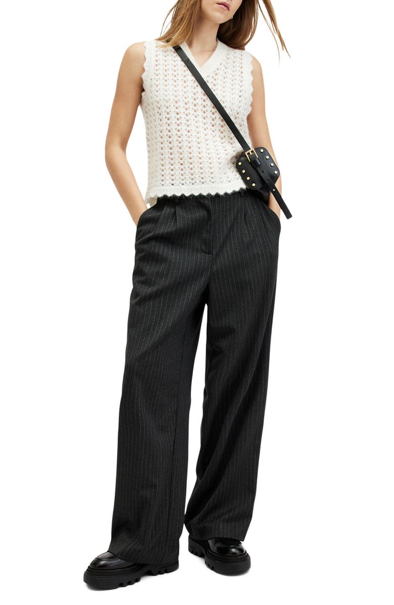 AllSaints Vivian Openwork Sweater Vest, Alternate, color, Chalk White