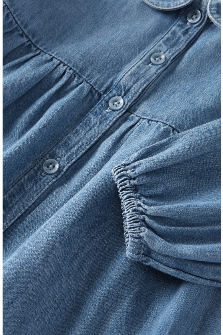 Bubble Sleeve Chambray Dress & Bloomers Set, Alternate, color, MID GEM WASH