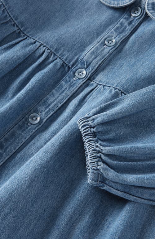 Nordstrom Bubble Sleeve Chambray Dress & Bloomers Set In Blue