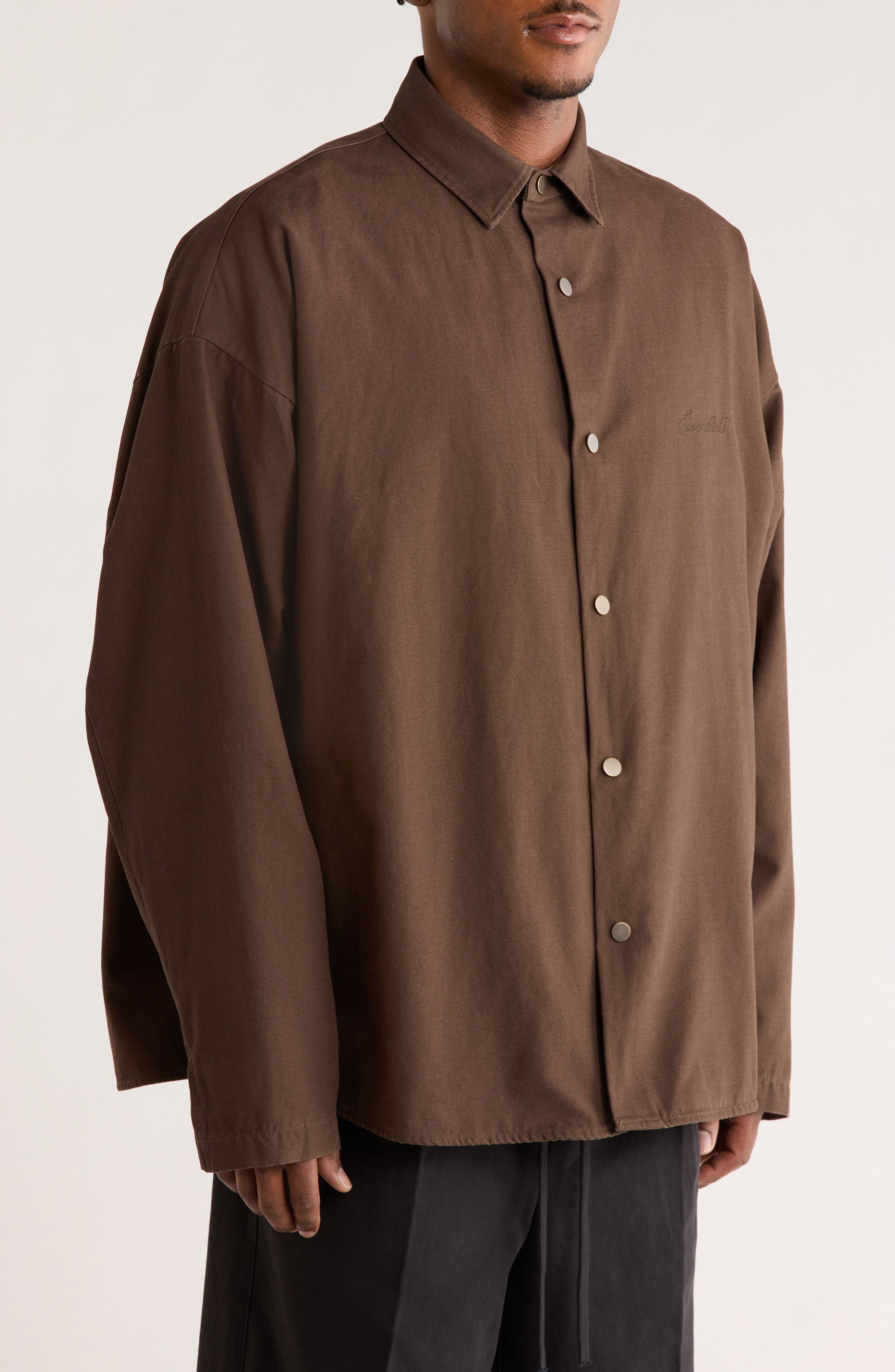 Fear of God Essentials Cotton Canvas Overshirt (Men) | Nordstrom