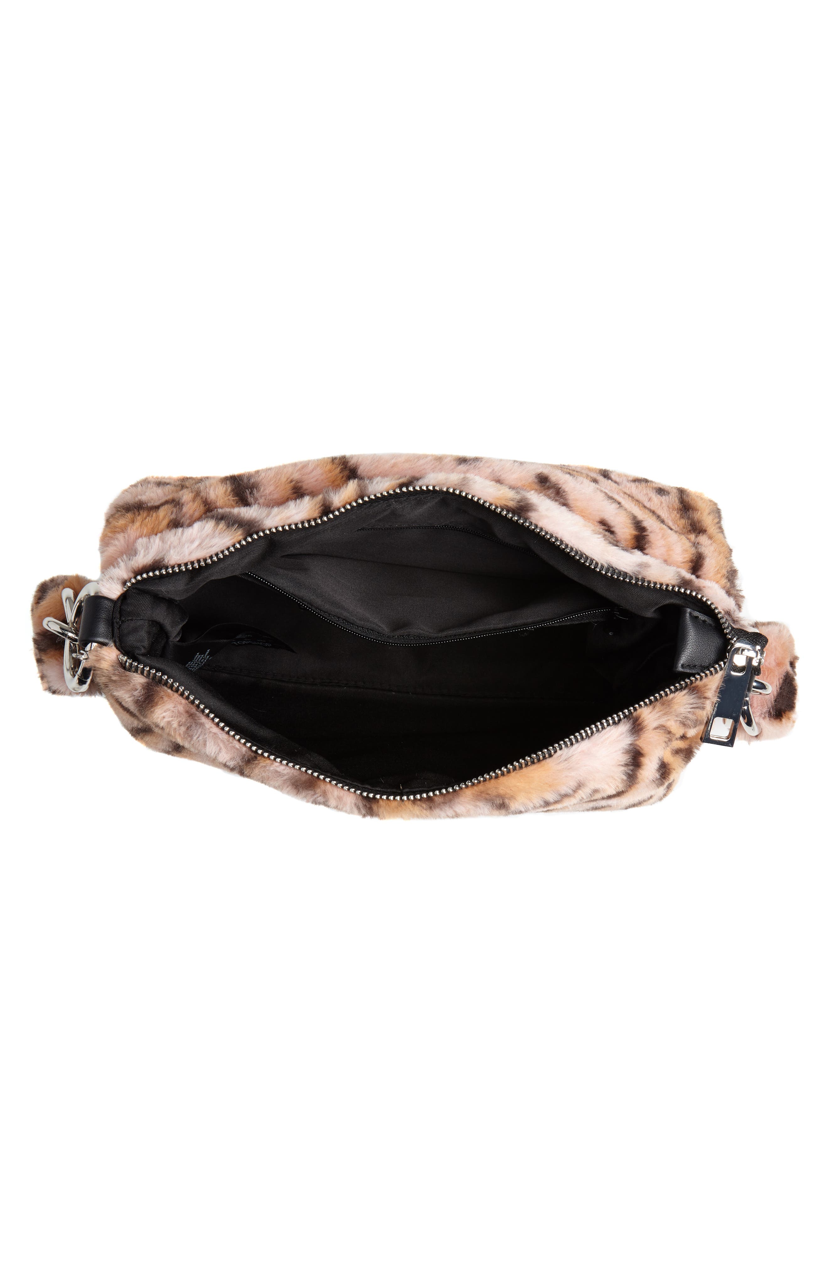 Topshop Teddy Leopard Print Faux Fur Shoulder Bag, Alternate, color, 