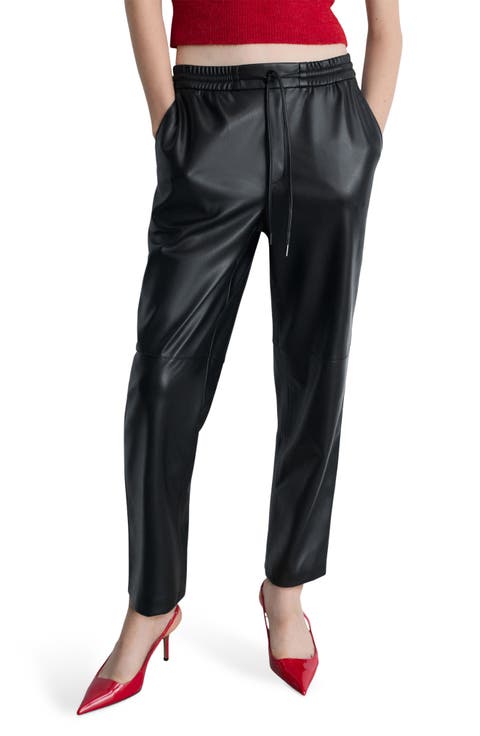 Faux Leather Drawstring Pants