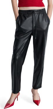 MANGO Faux Leather Drawstring Pants