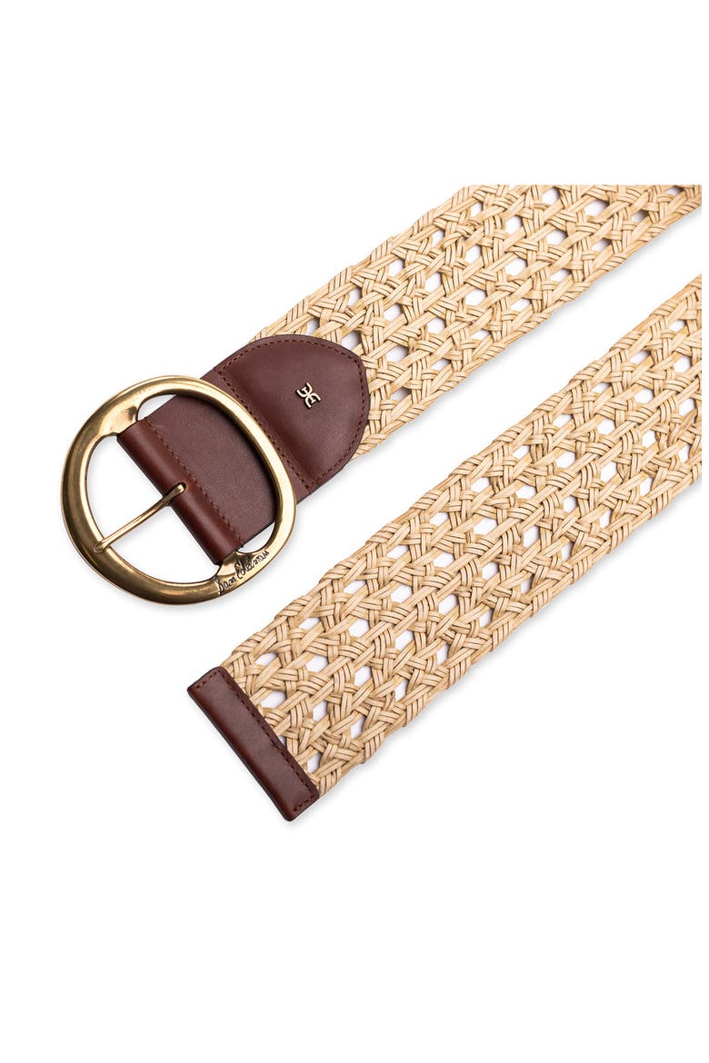Woven Leather Belt, Alternate, color, NATURAL