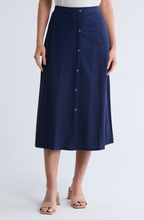 Button Front Pocket Skirt