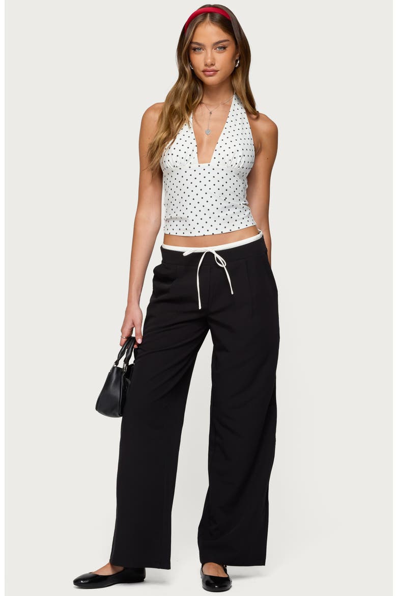 Peekaboo Pleated Wide Leg Sweatpants, Alternate, color, BLACK