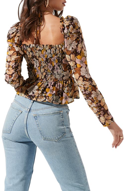 Astr The Label Toni Tie Neck Peplum Top In Multi