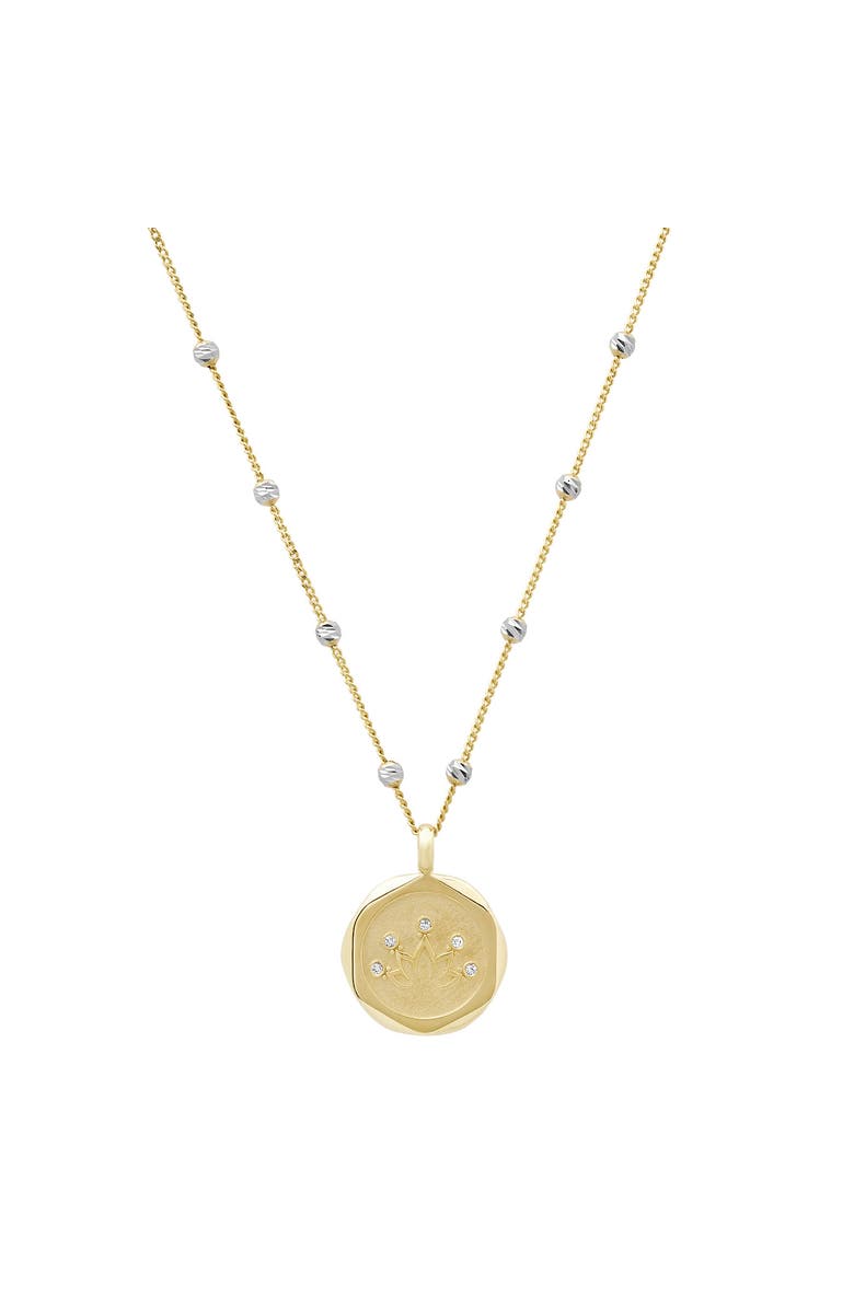 ELLIOT YOUNG 14K Yellow and White Gold Diamond Lotus Pendant Necklace, Main, color,