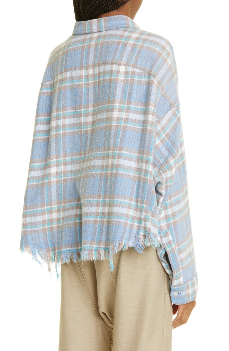 R13 Plaid Cotton Flannel Crop Work Shirt, Alternate, color, 