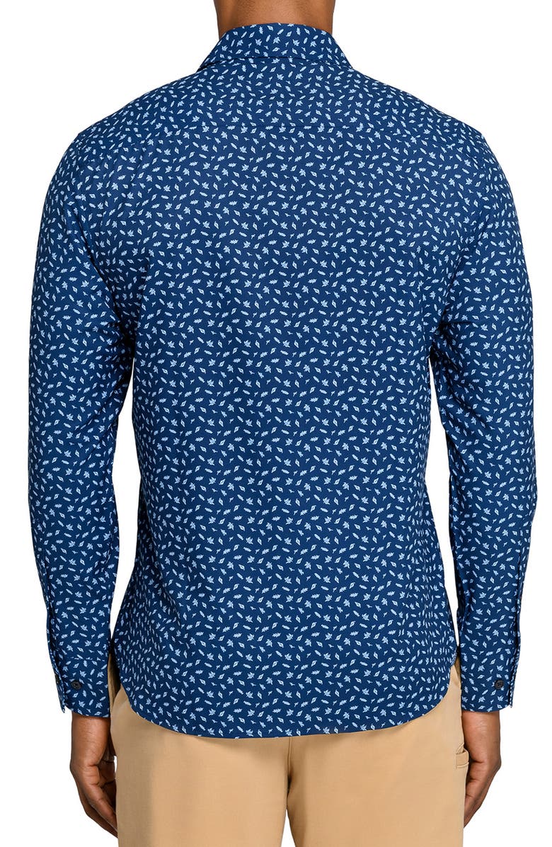 CONSTRUCT Falling Leaves Woven Long Sleeve Basic, Alternate, color, Navy/White