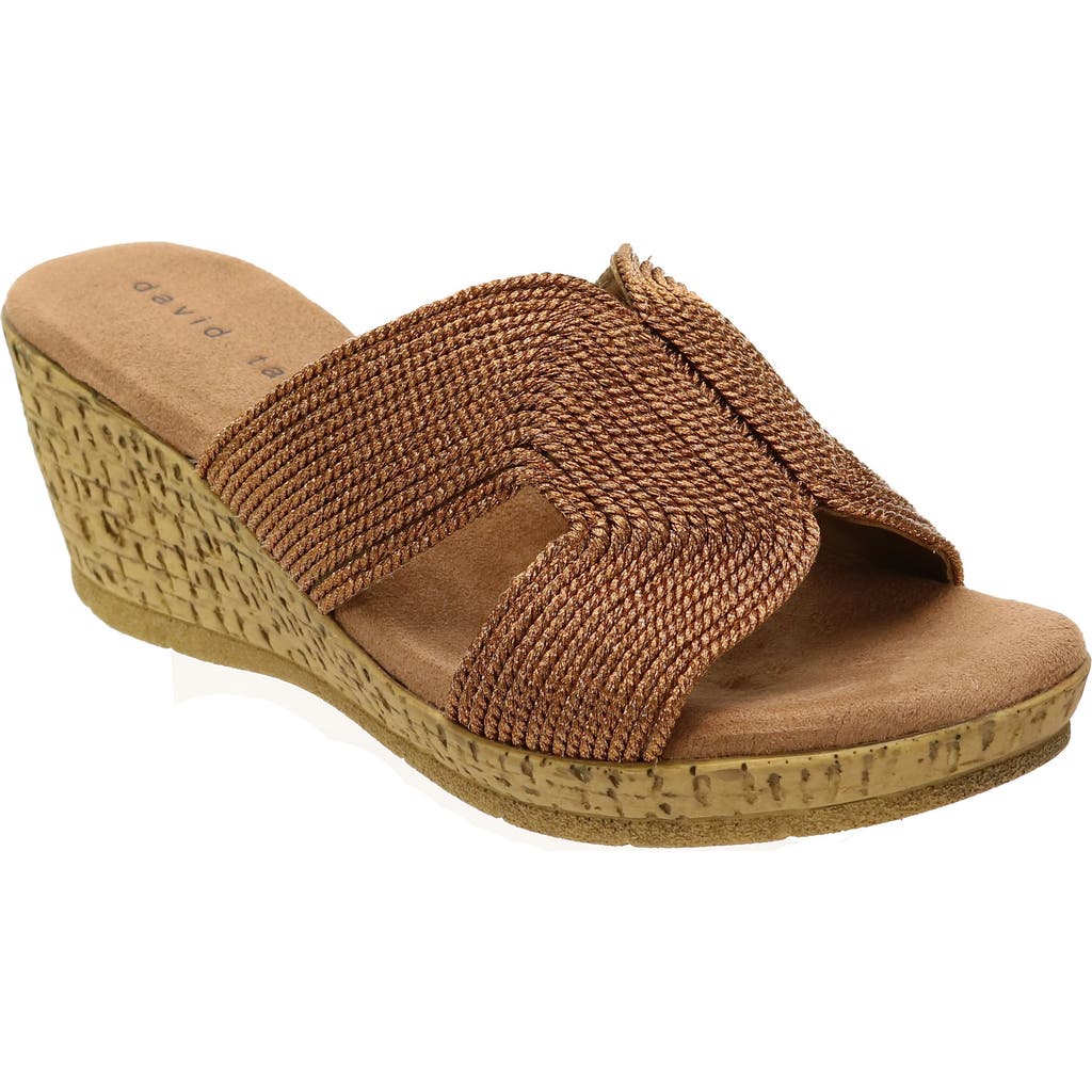 David Tate Vibe Wedge Slide Sandal In Bronze