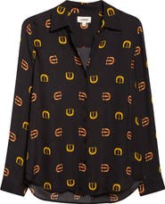 L'AGENCE Nina Horsebit Print Silk Button-Up Shirt