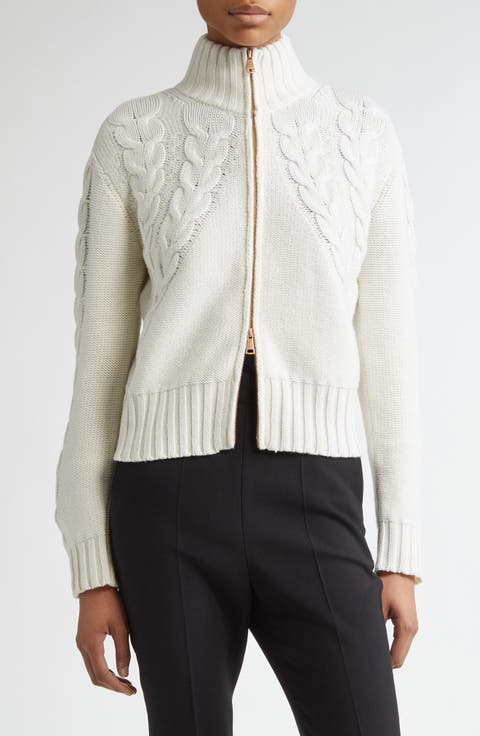 Mabel Two-Way Zip Funnel Neck Wool & Cashmere Cardigan