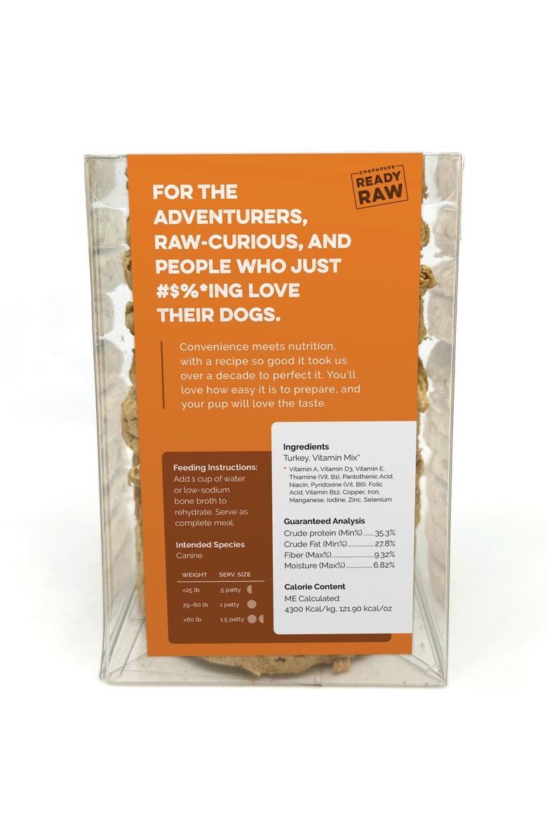 Scout & Zoe's Chophouse Ready Raw, Turkey, 9 Dog Food Freeze Dried Patties, Alternate, color, Multicolored