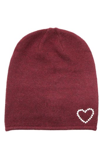 Portolano Crystal Heart Beanie In Brown