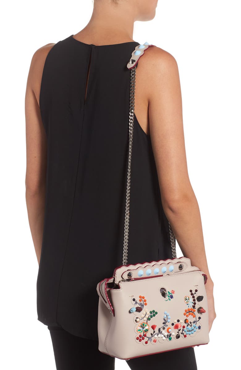 Fendi Small Dotcom Leather Shoulder Bag, Alternate, color,